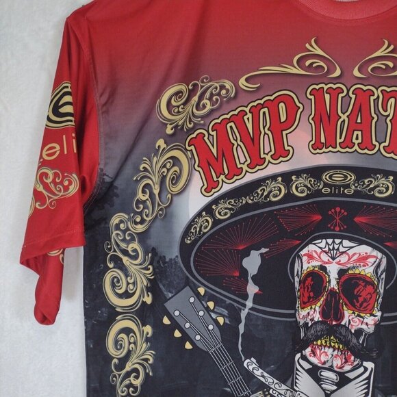 Elite MVP Nation Mens 2XL Red Shirt Polyester Graphic Shirt Dio De Los Muertos - Picture 4 of 16